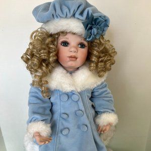 Skater Blue Coat Trimmed With White Faux Fur